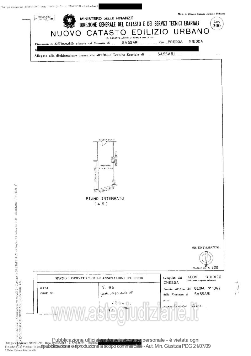 Planimetria del bene