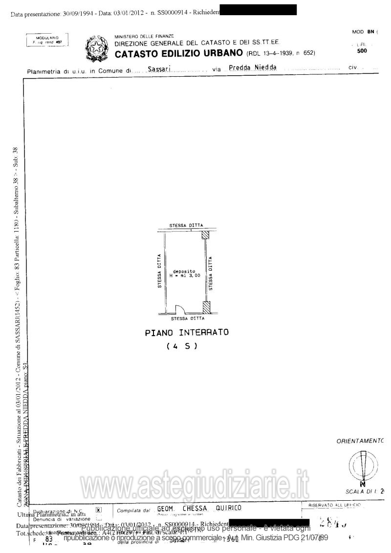 Planimetria del bene