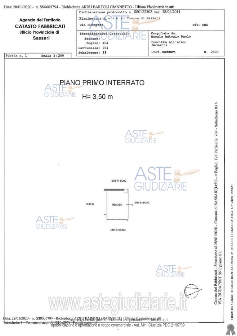 Planimetria del bene