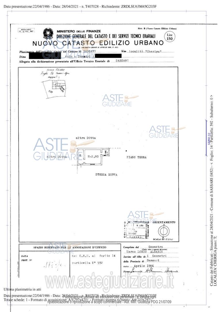 Planimetria del bene