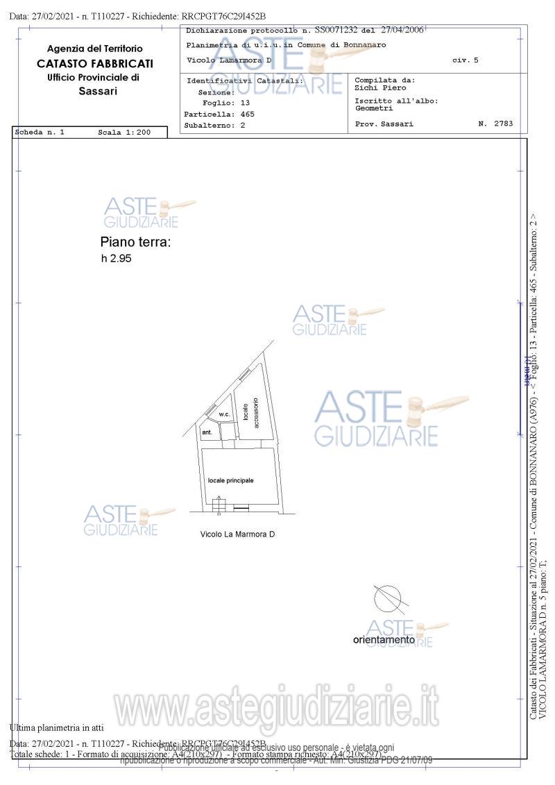 Planimetria del bene