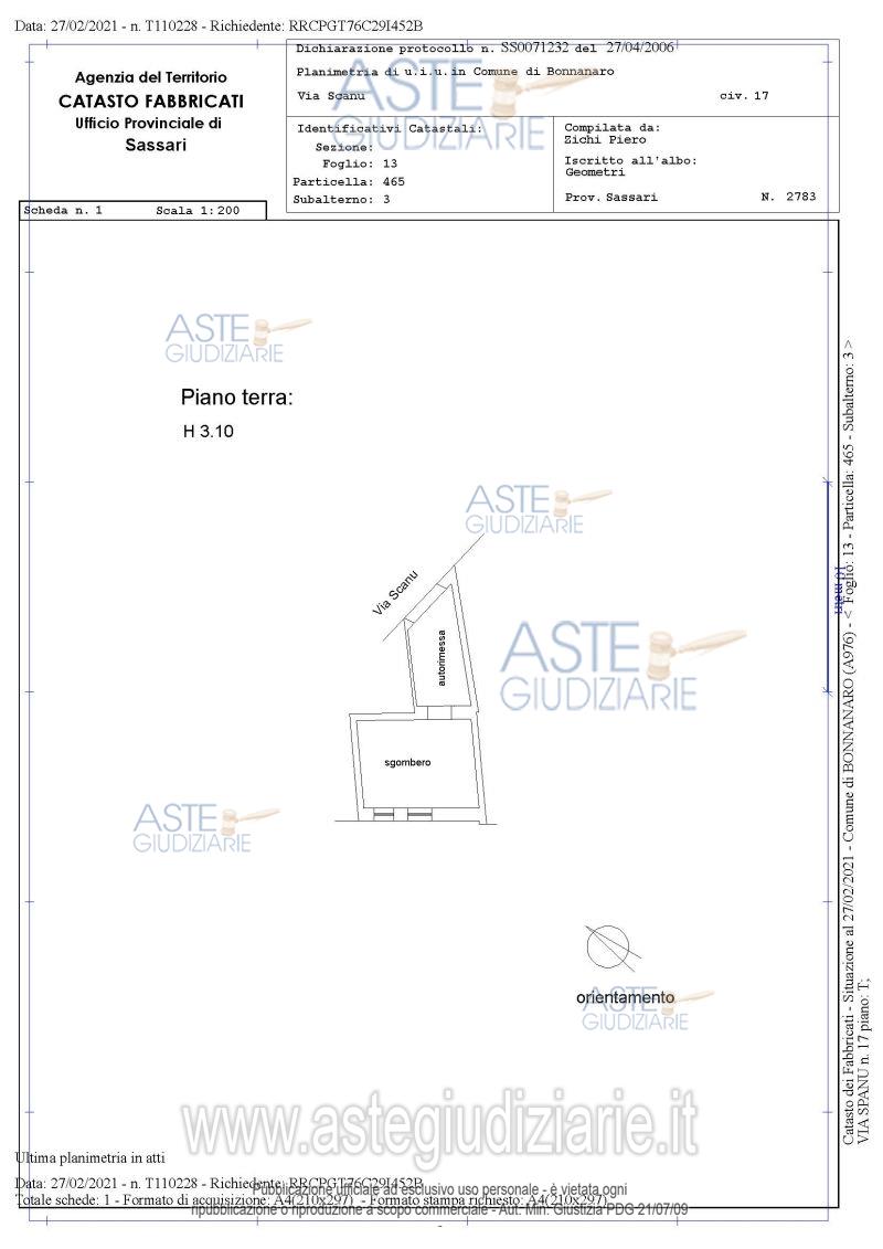 Planimetria del bene