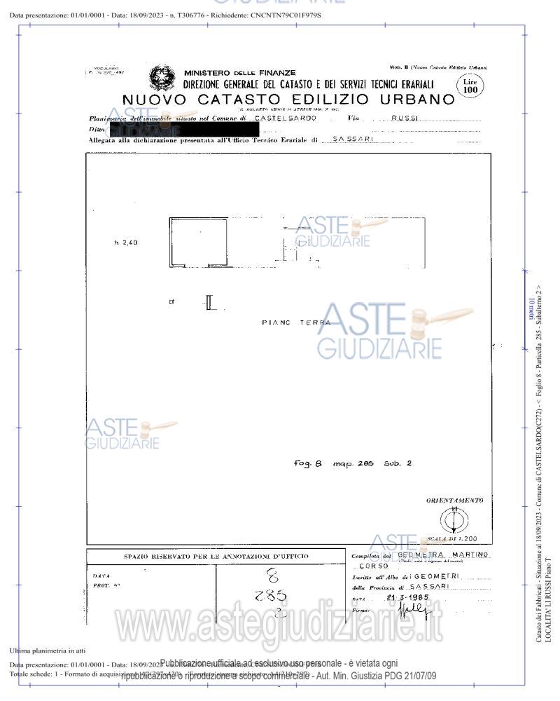 Planimetria del bene