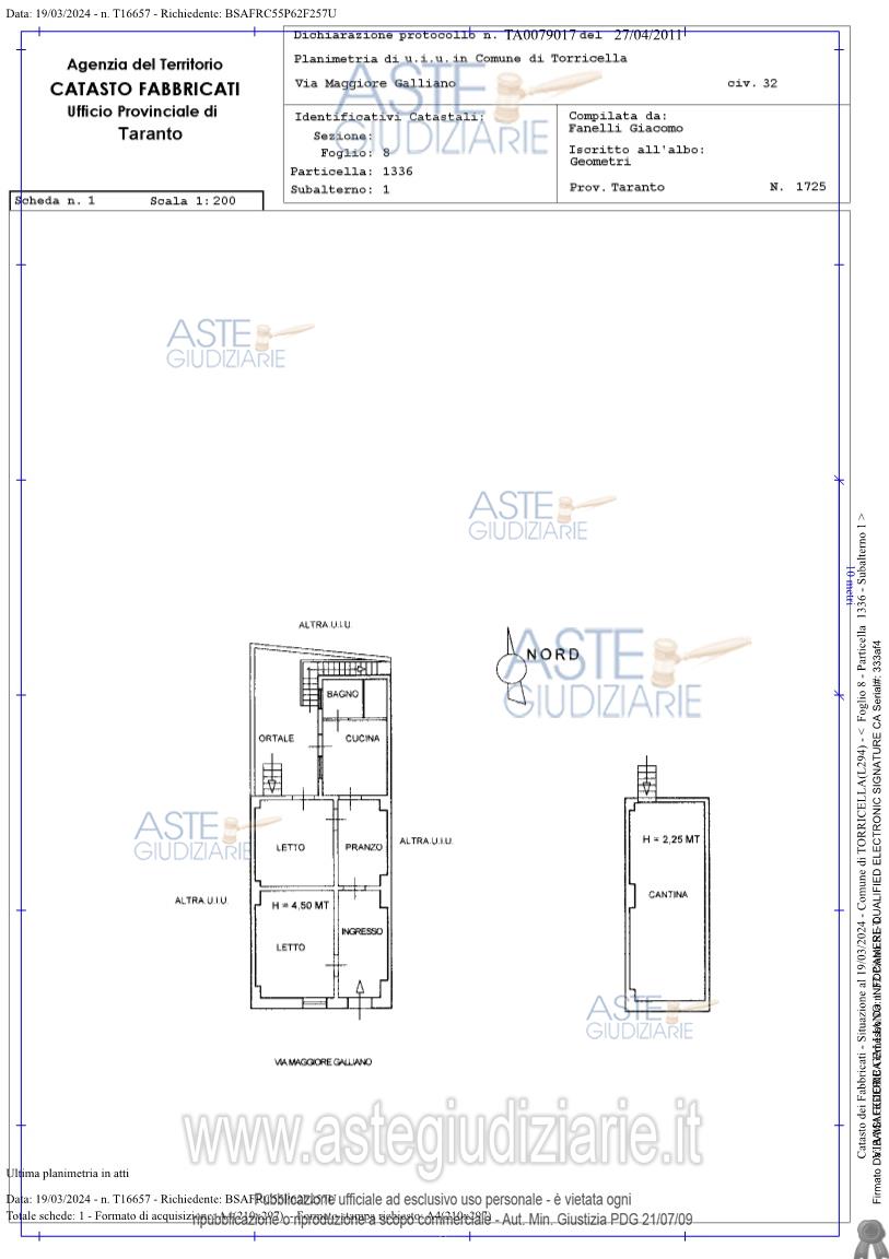 Planimetria del bene