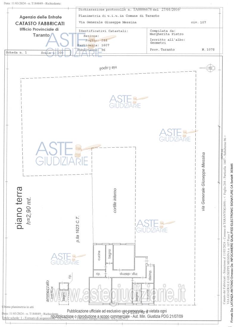 Planimetria del bene