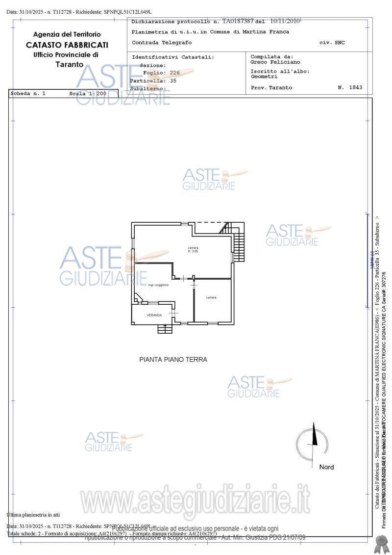 Planimetria del bene