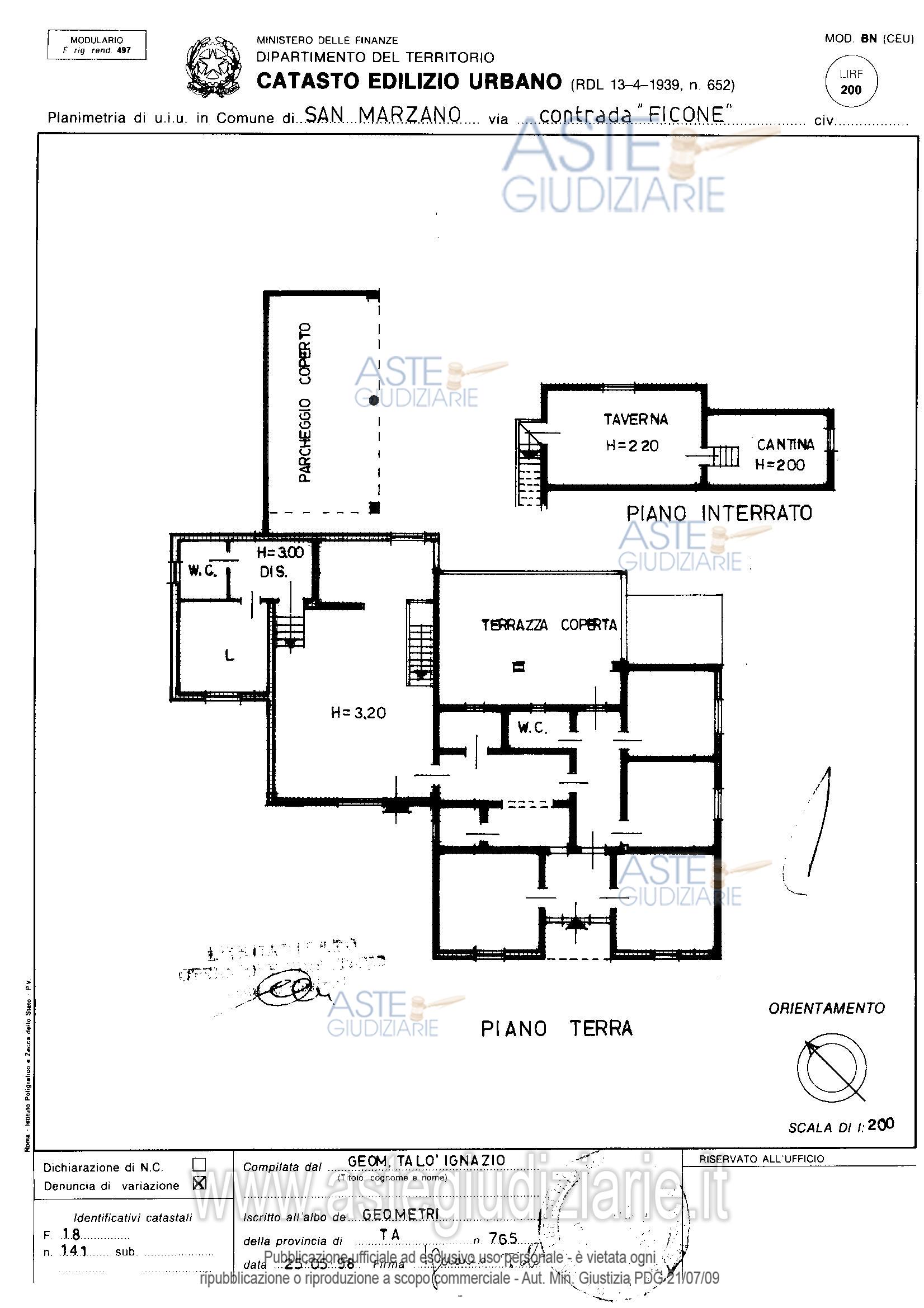 Planimetria del bene