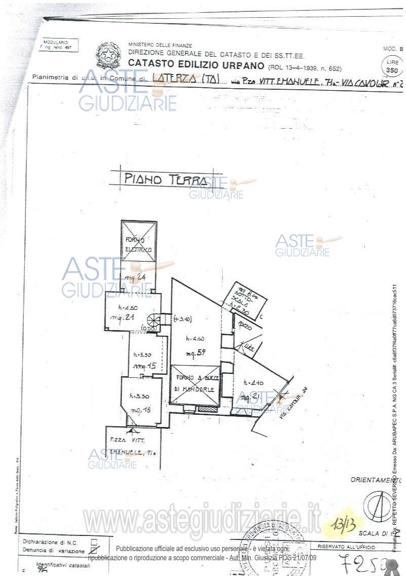 Planimetria del bene