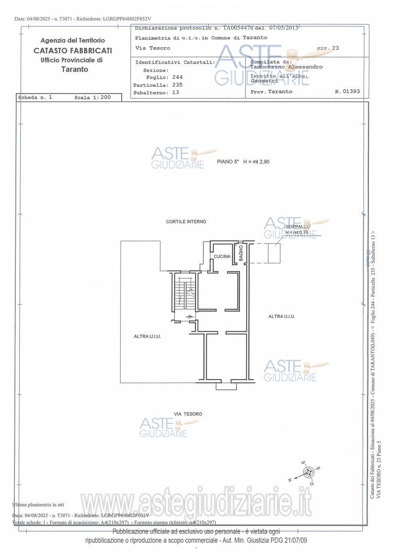 Planimetria del bene