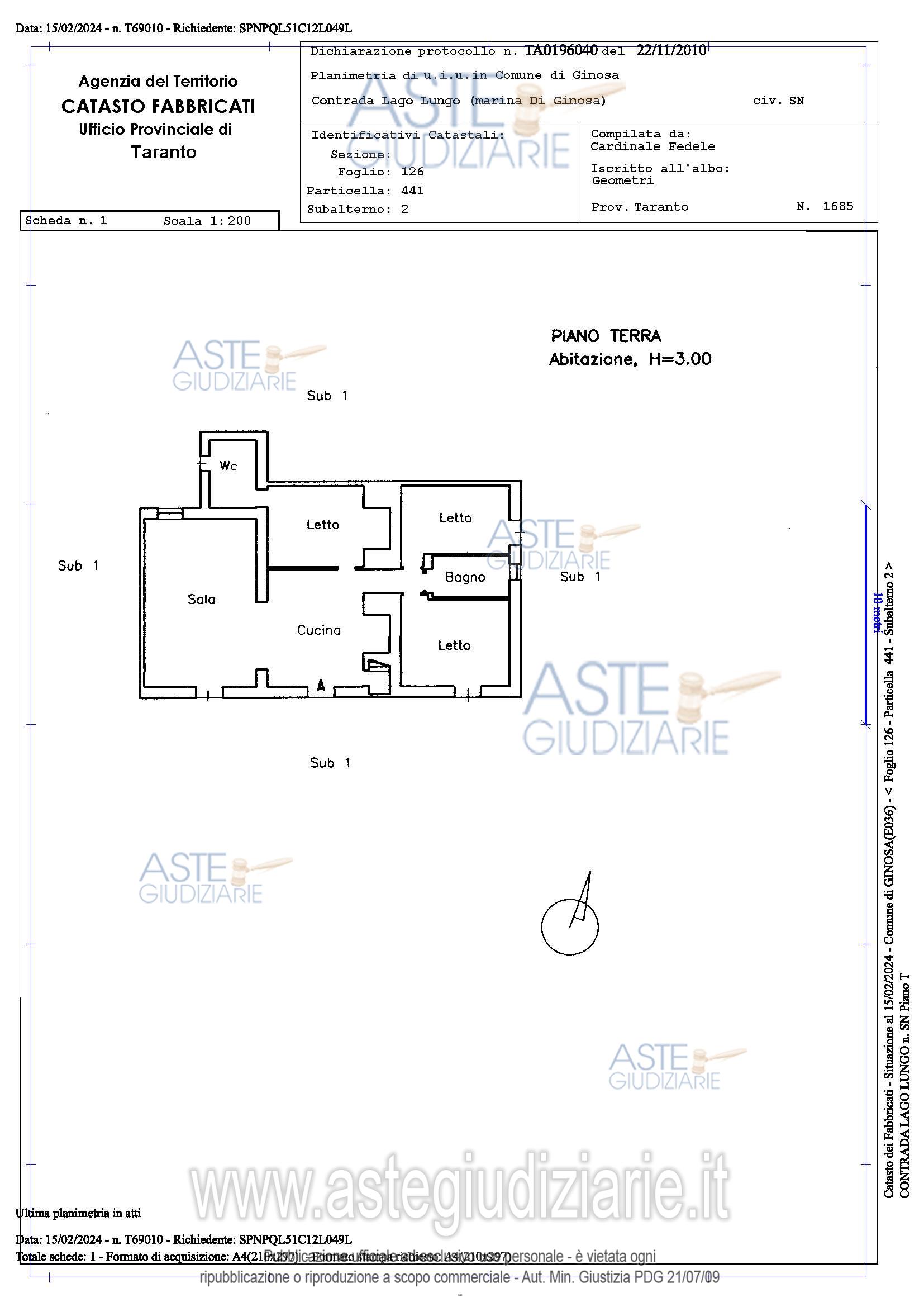 Planimetria del bene