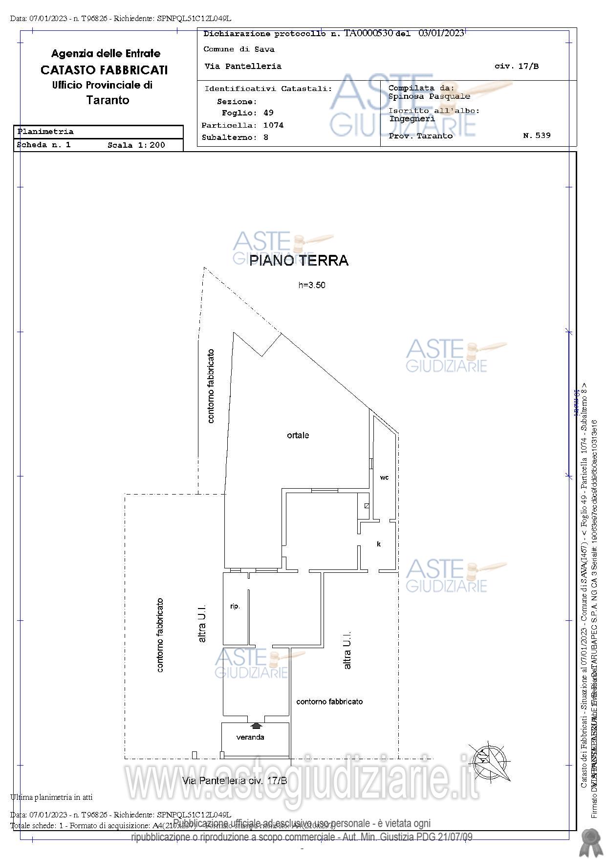 Planimetria del bene