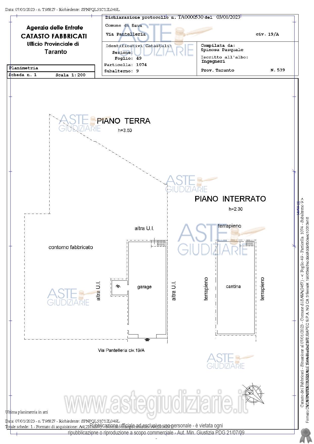 Planimetria del bene