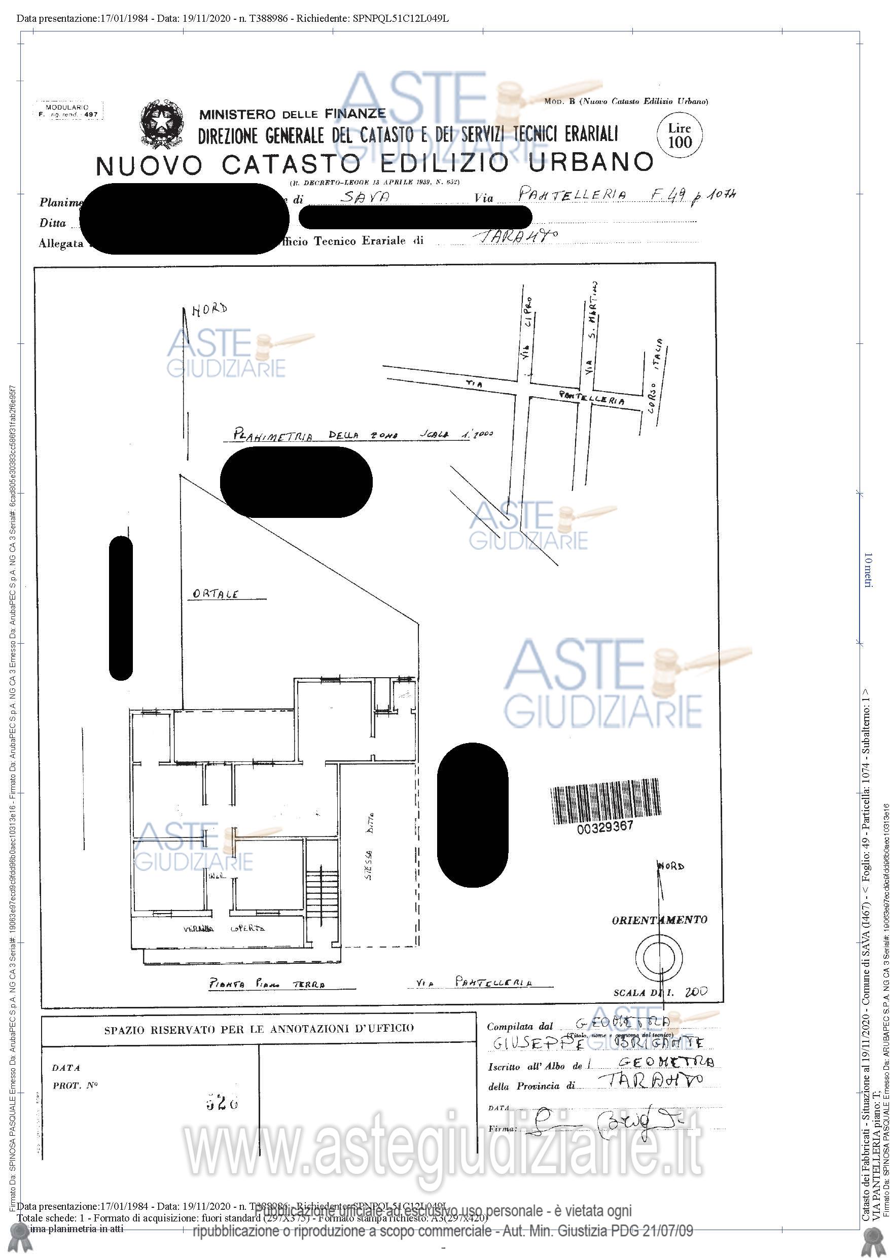 Planimetria del bene