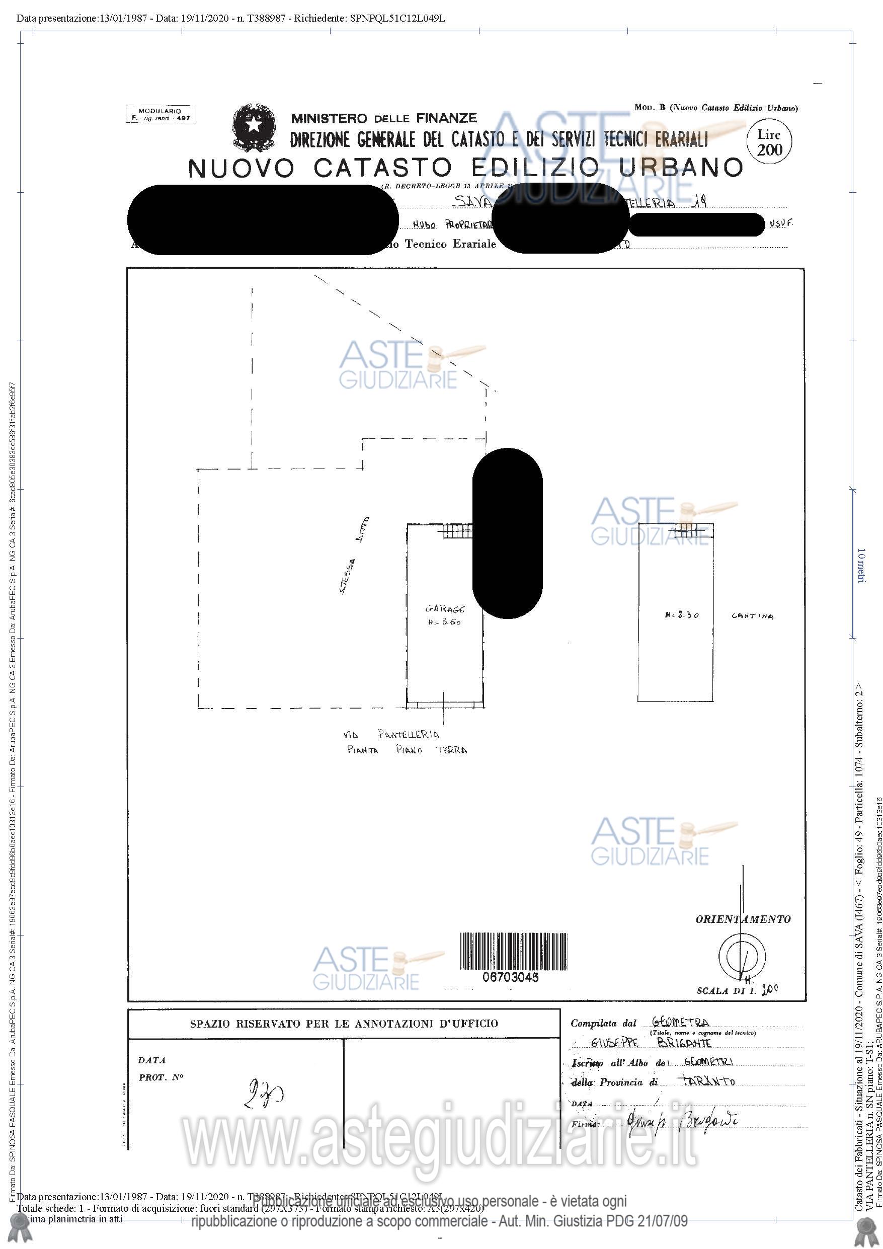 Planimetria del bene