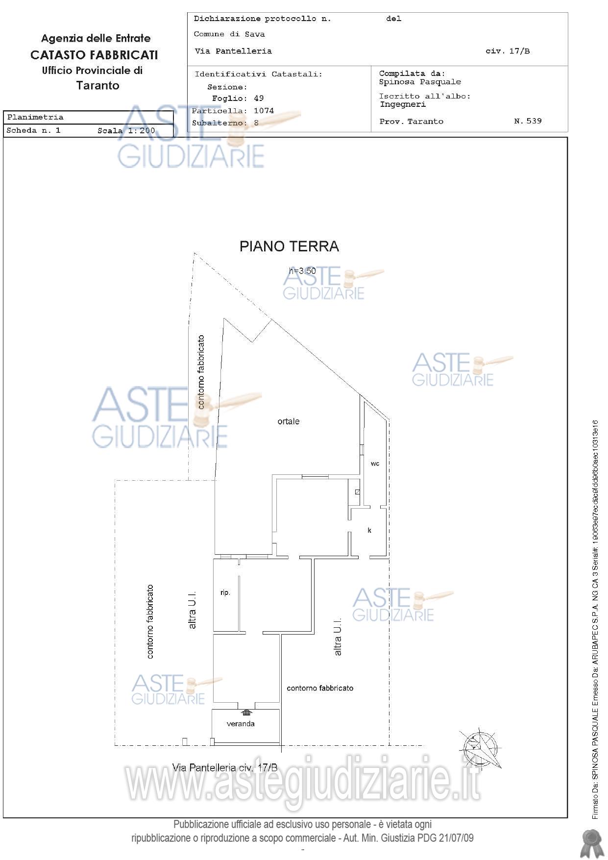 Planimetria del bene