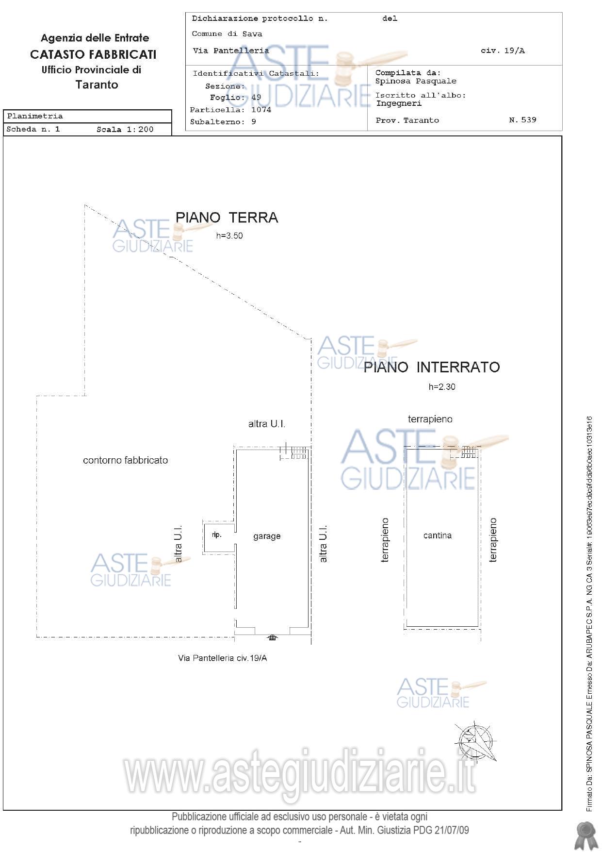 Planimetria del bene