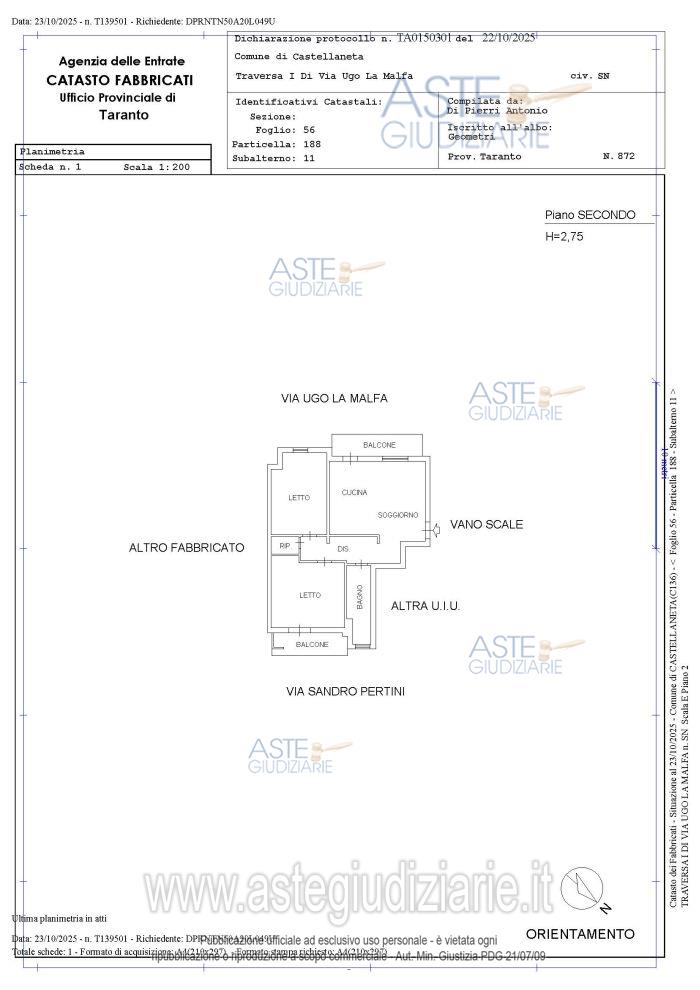 Planimetria del bene