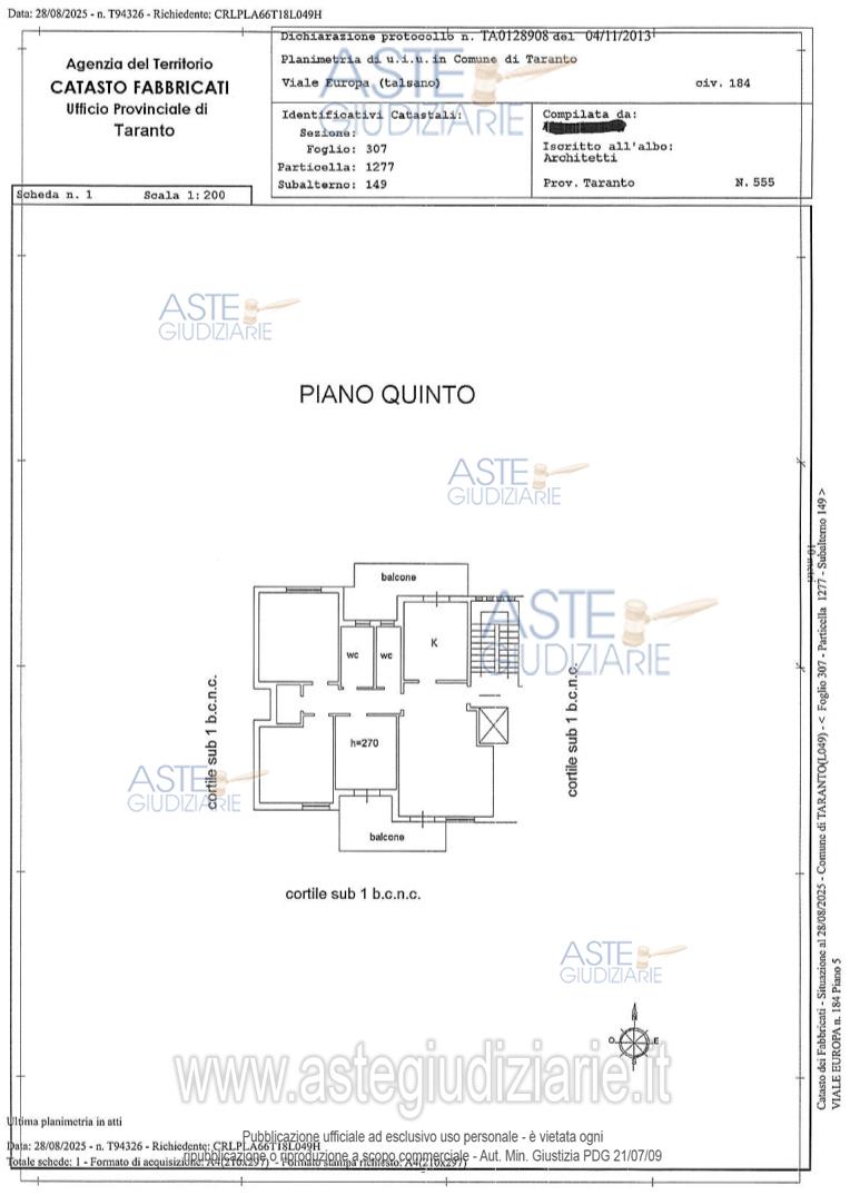 Planimetria del bene