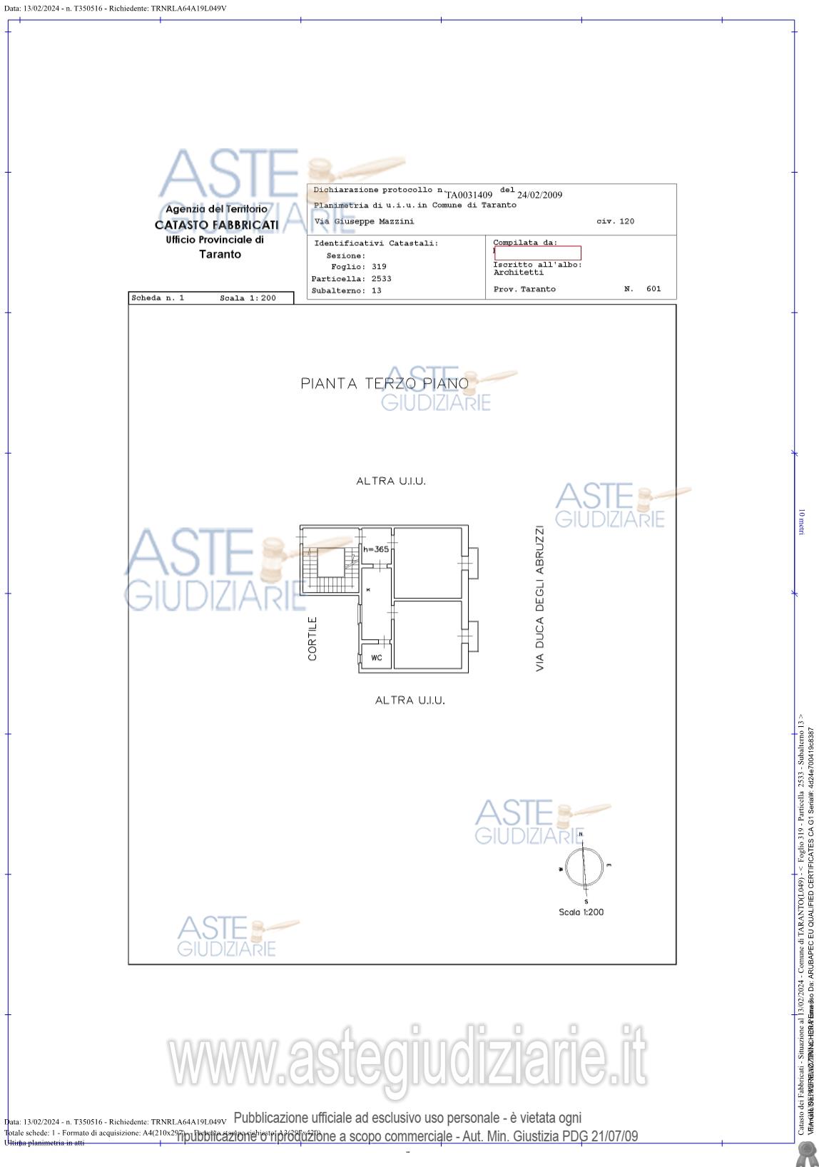 Planimetria del bene