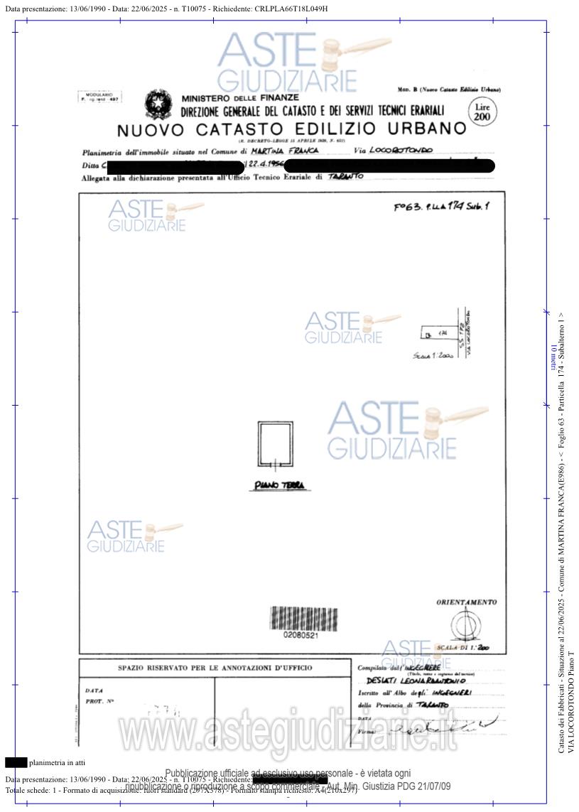 Planimetria del bene