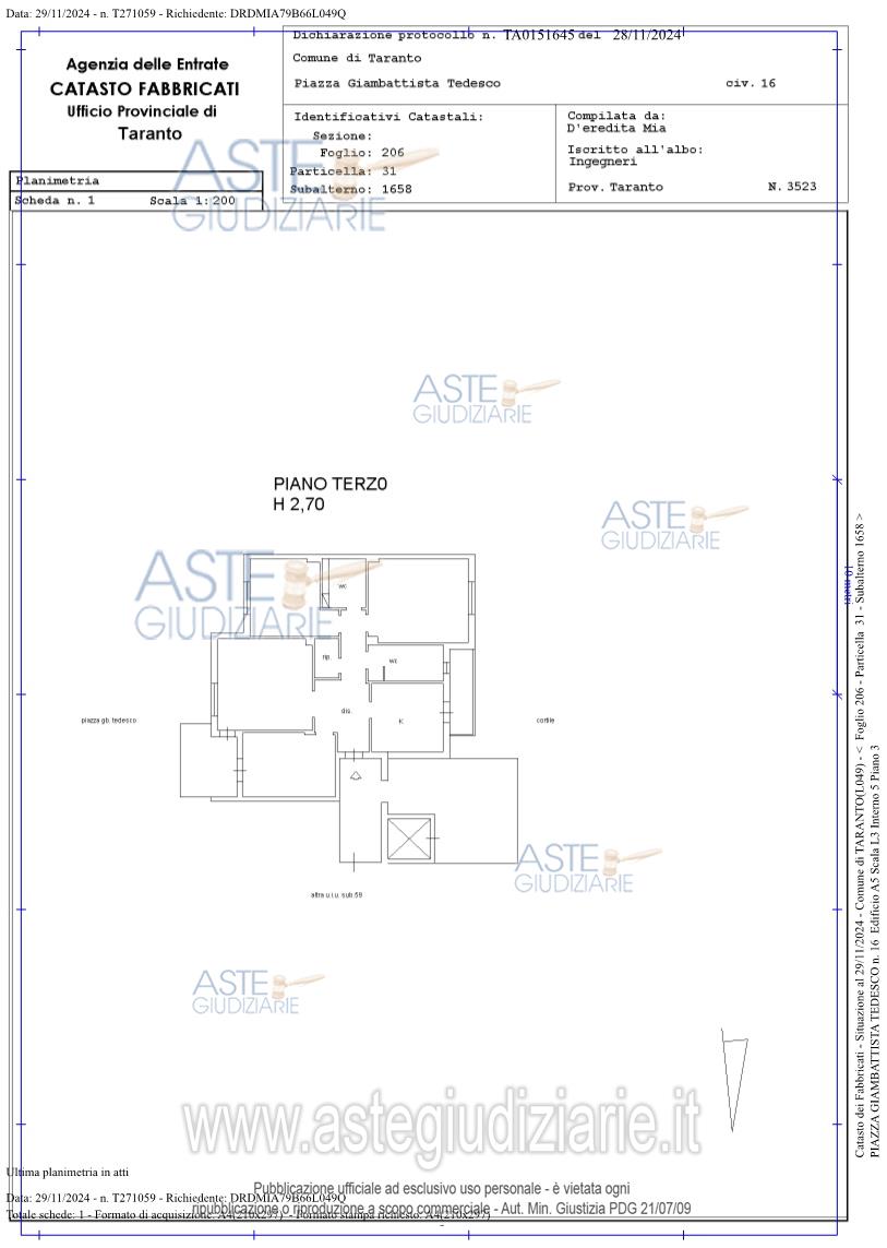 Planimetria del bene