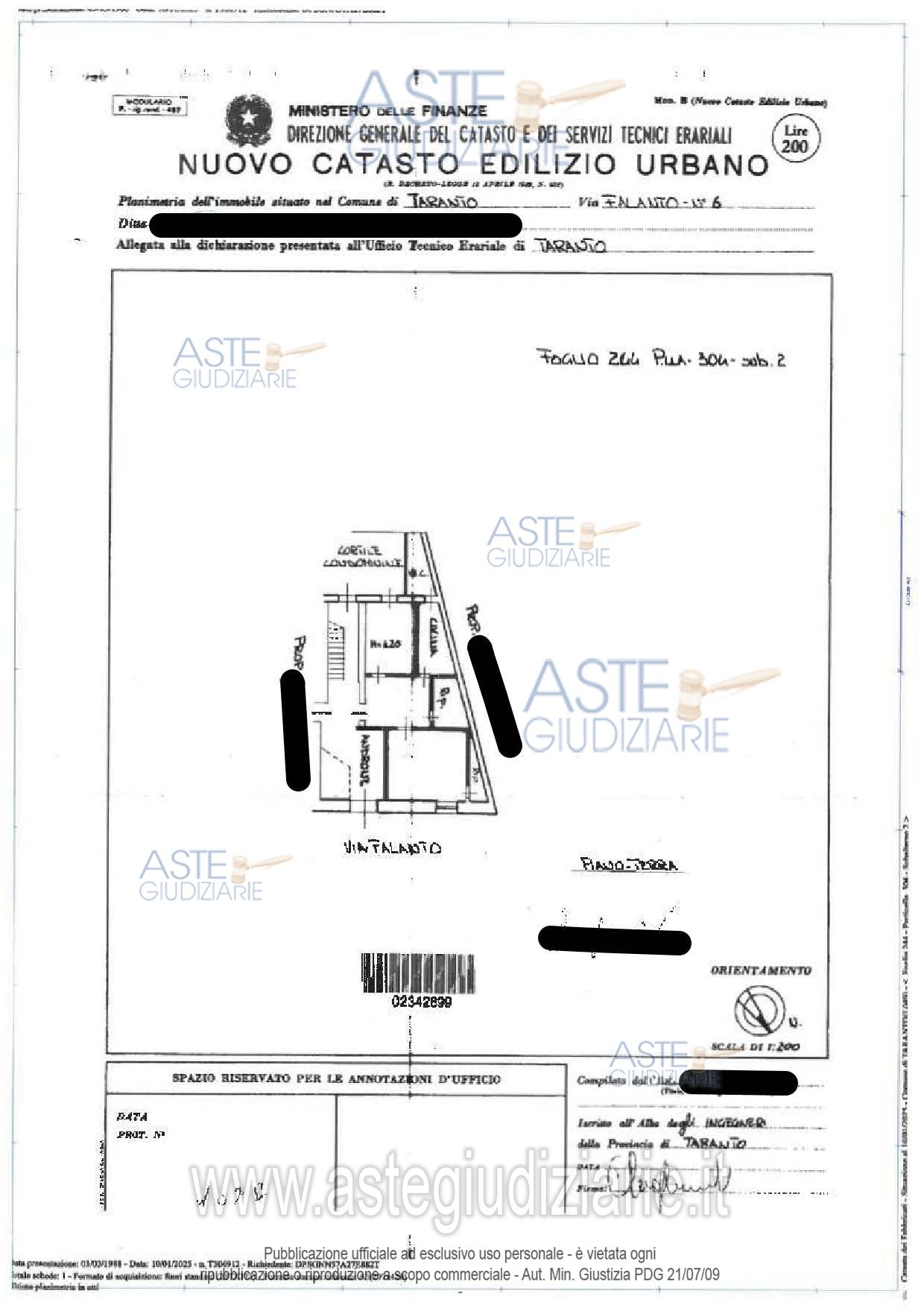 Planimetria del bene