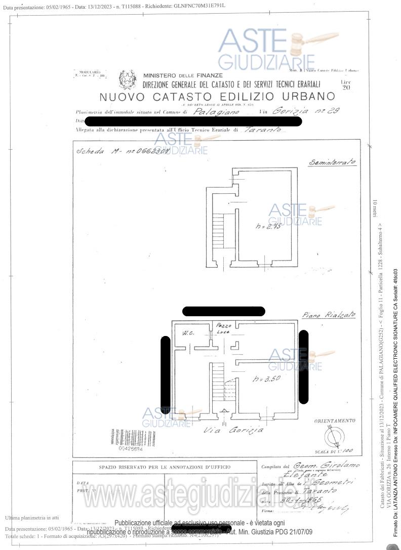Planimetria del bene