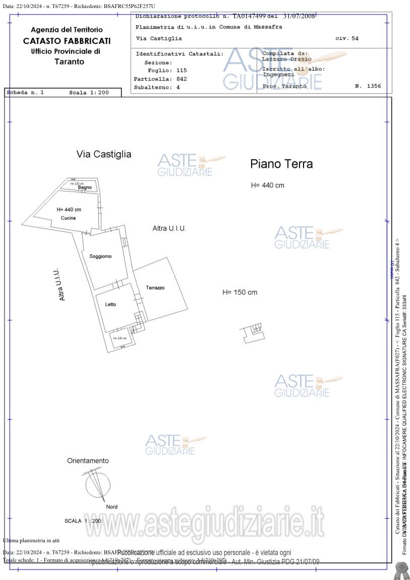 Planimetria del bene