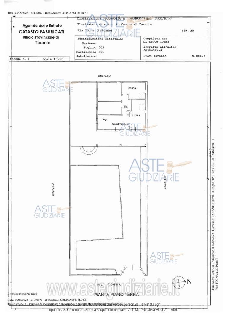 Planimetria del bene