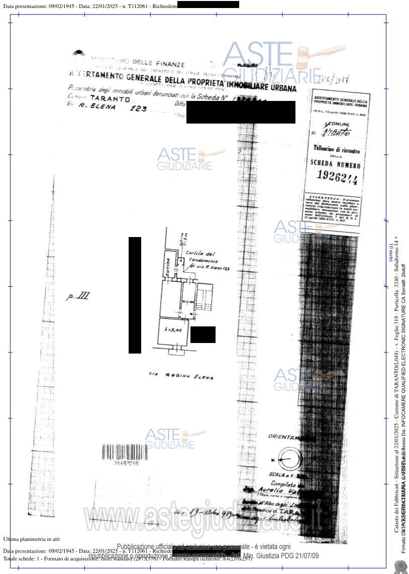 Planimetria del bene