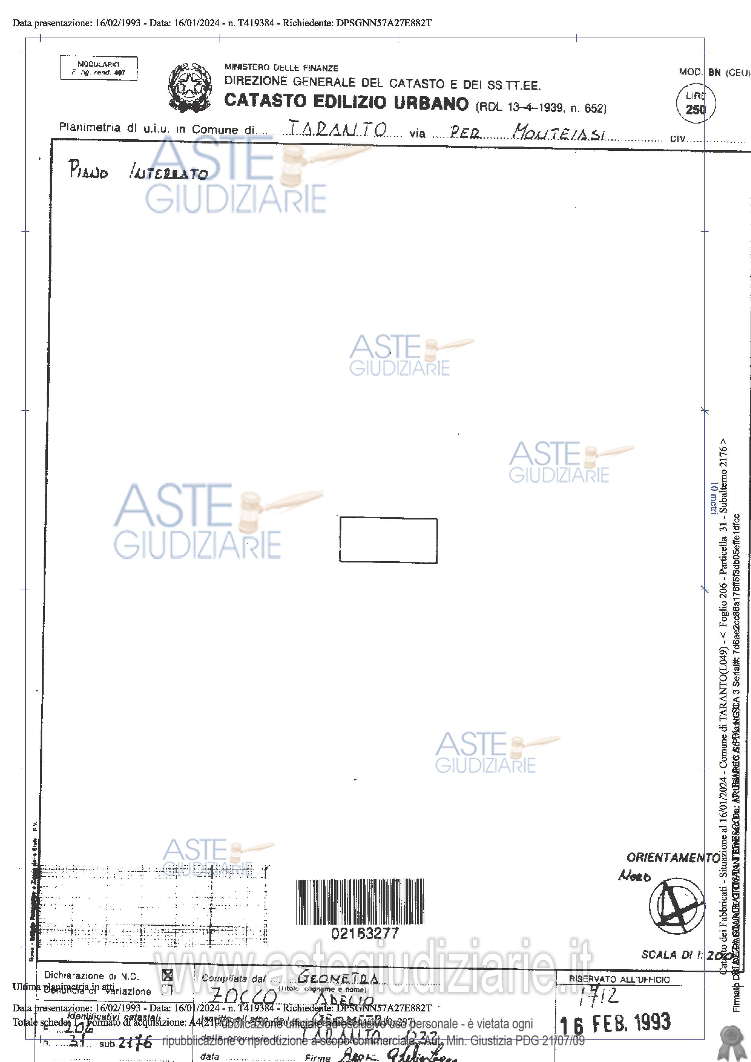 Planimetria del bene