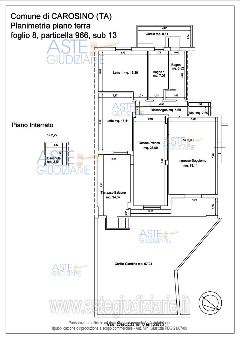 Planimetria del bene