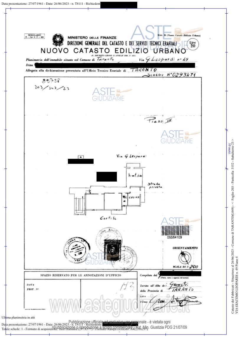 Planimetria del bene