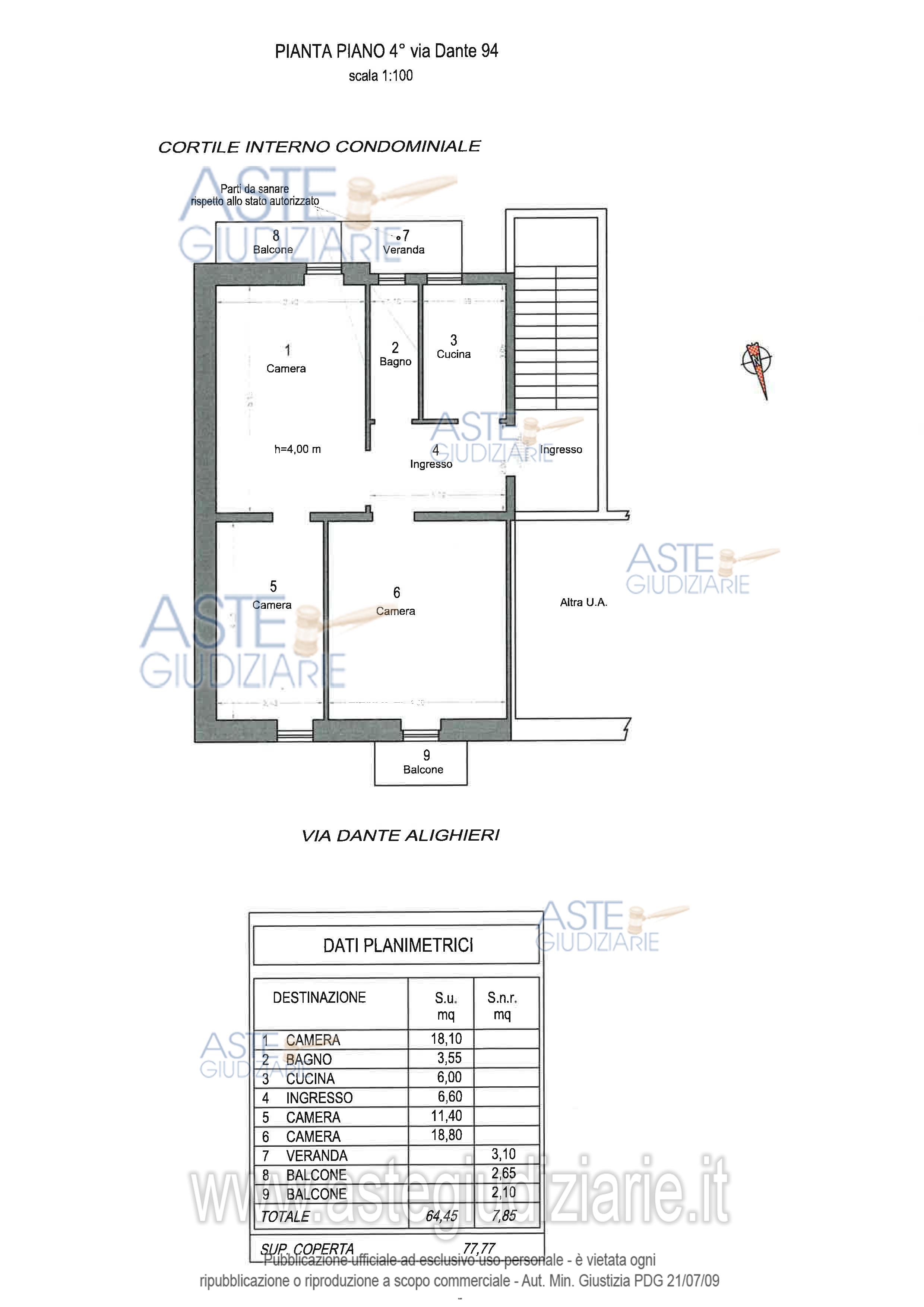 Planimetria del bene