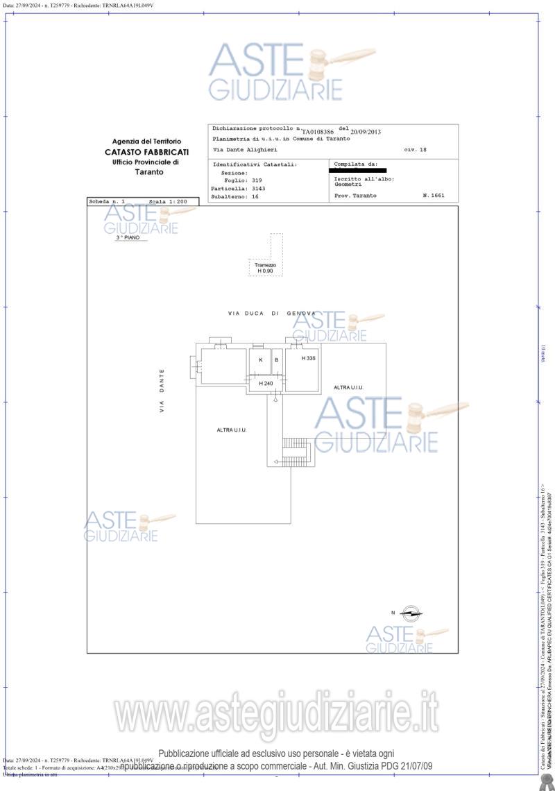 Planimetria del bene