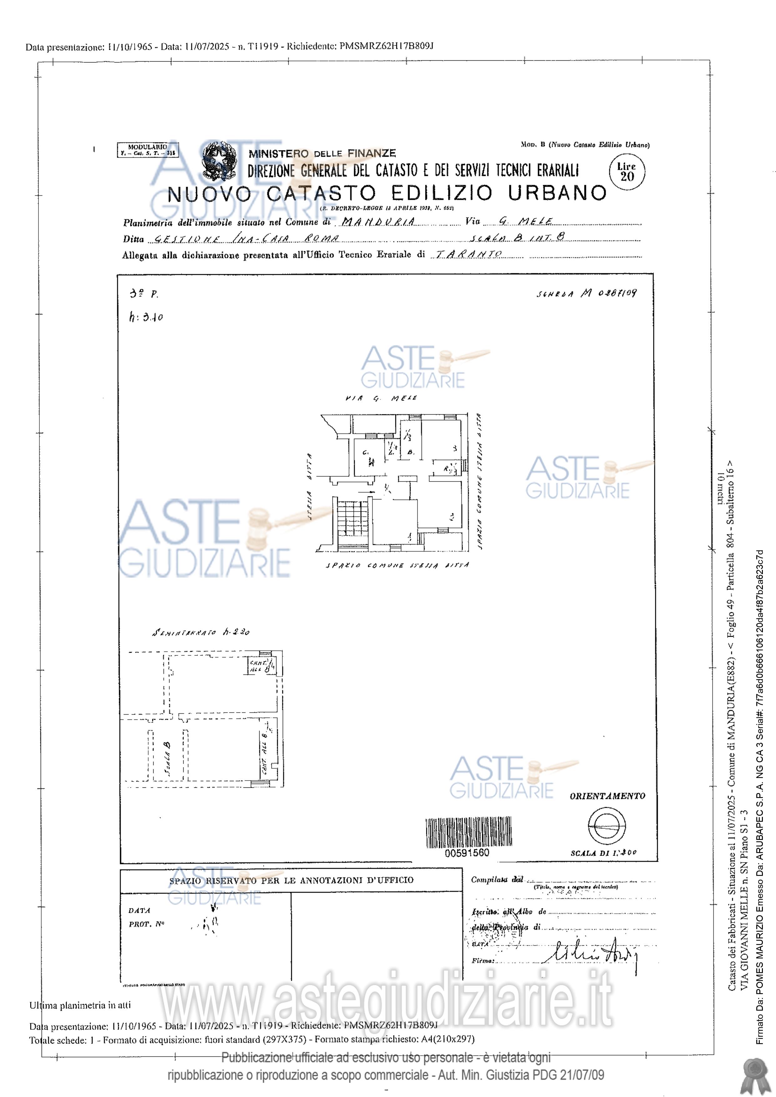 Planimetria del bene