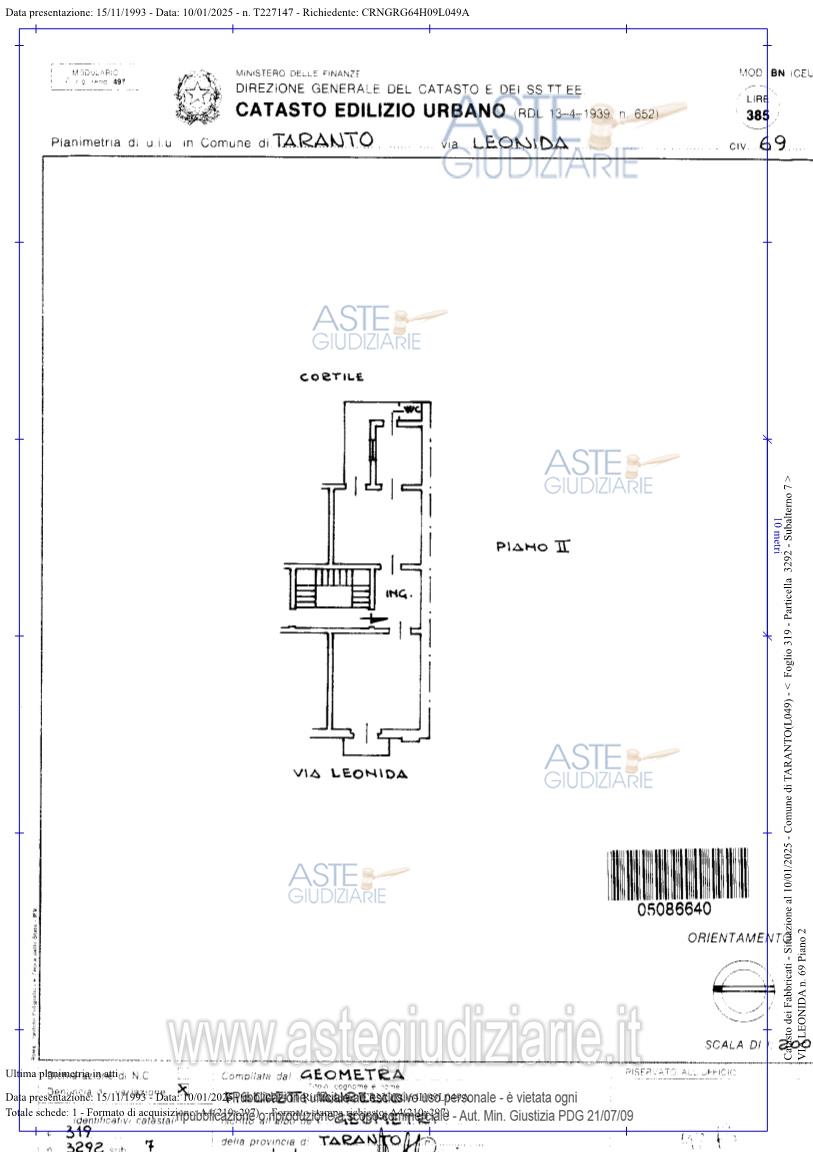 Planimetria del bene
