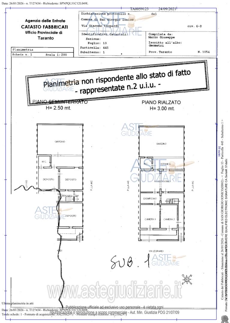 Planimetria del bene