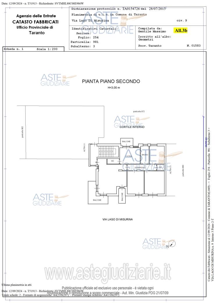 Planimetria del bene