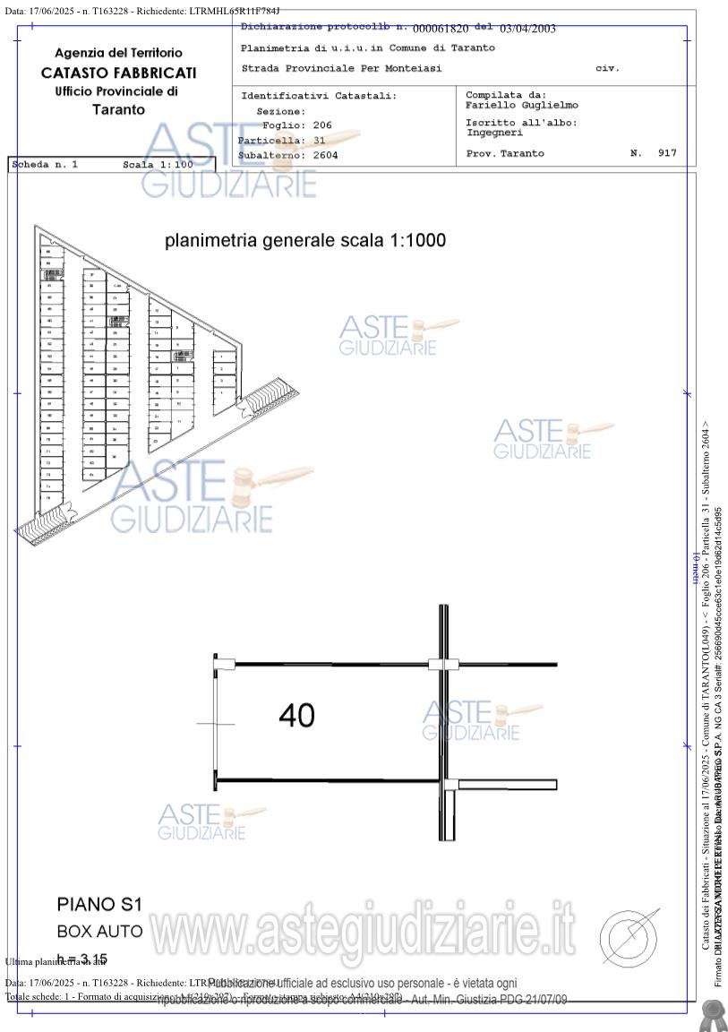 Planimetria del bene
