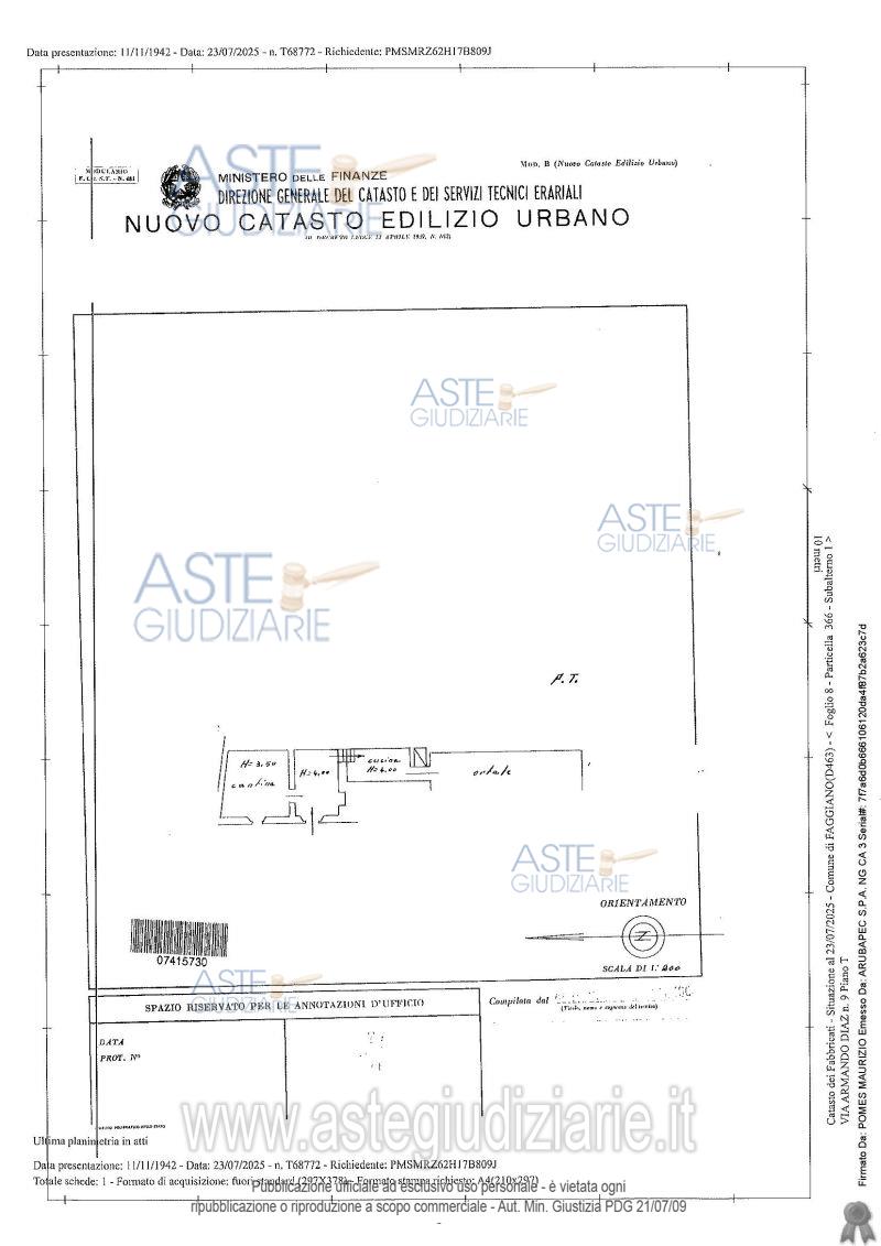 Planimetria del bene