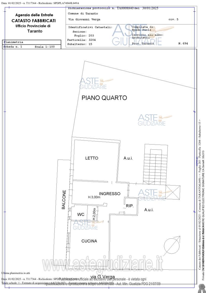 Planimetria del bene