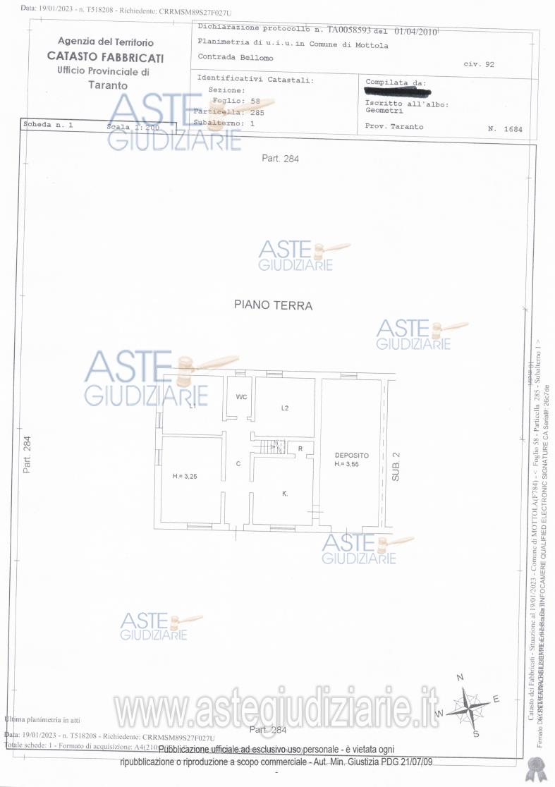 Planimetria del bene