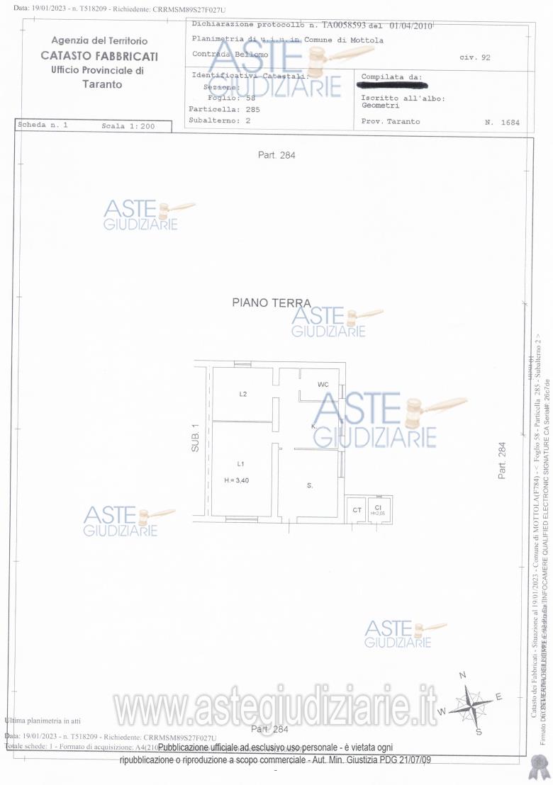 Planimetria del bene