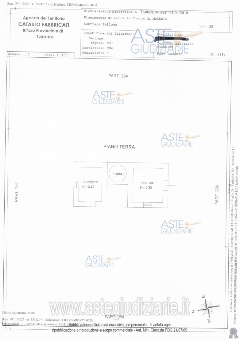 Planimetria del bene