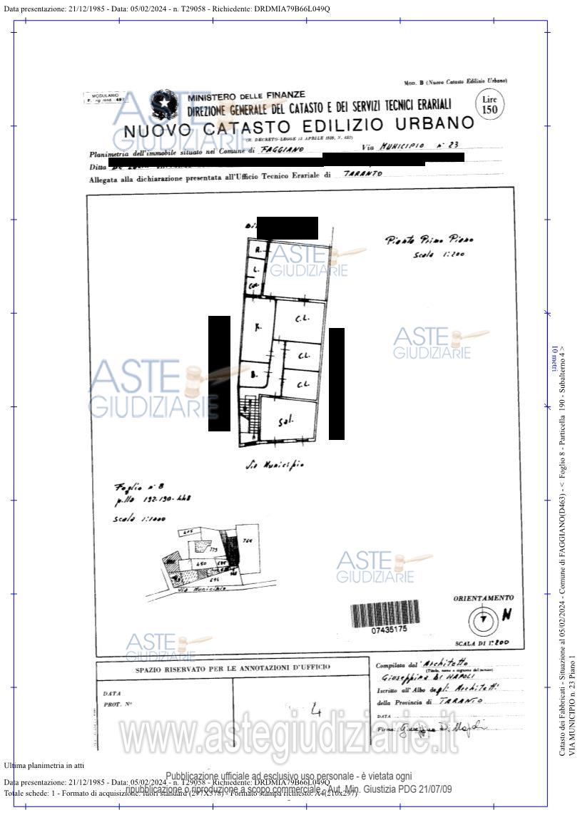 Planimetria del bene