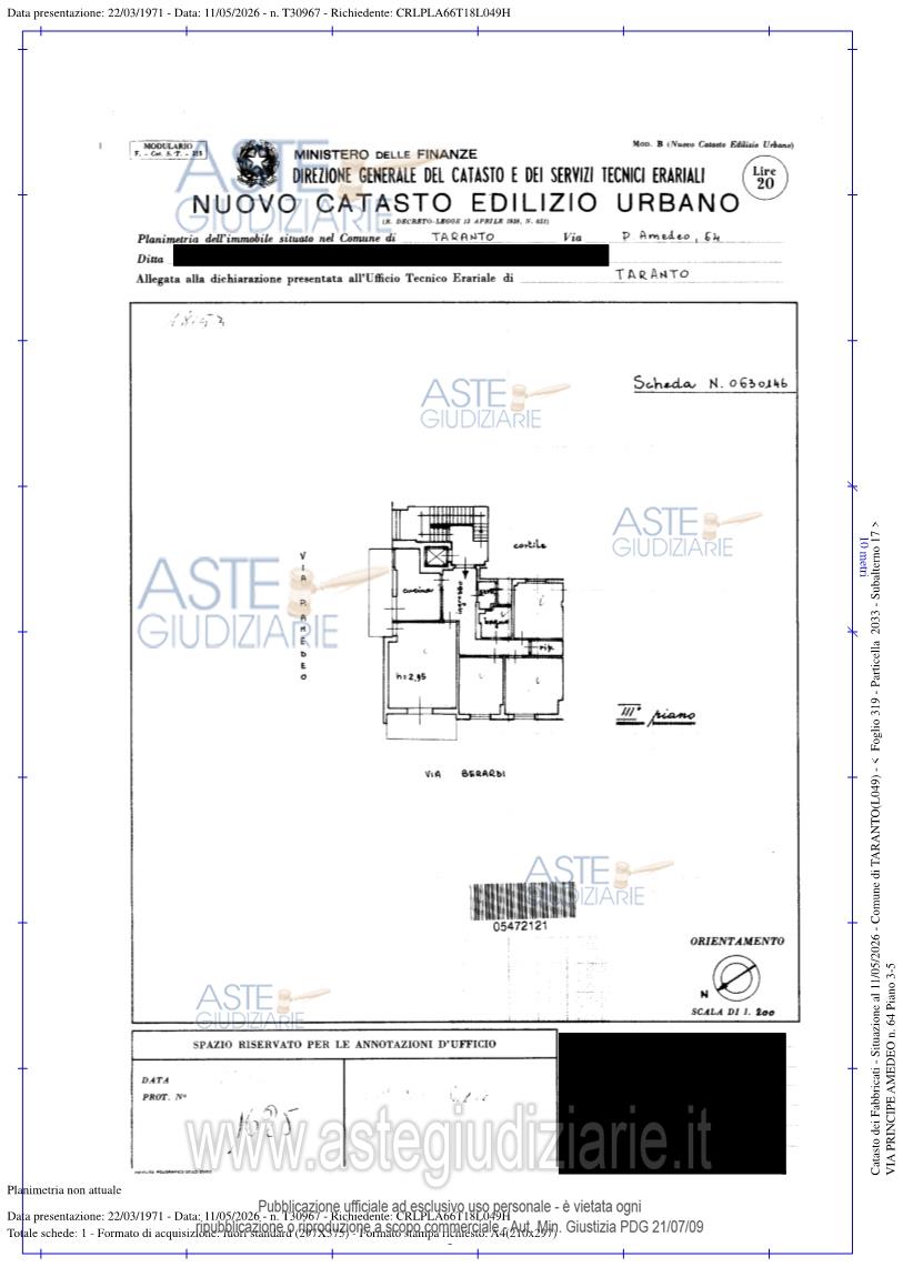 Planimetria del bene