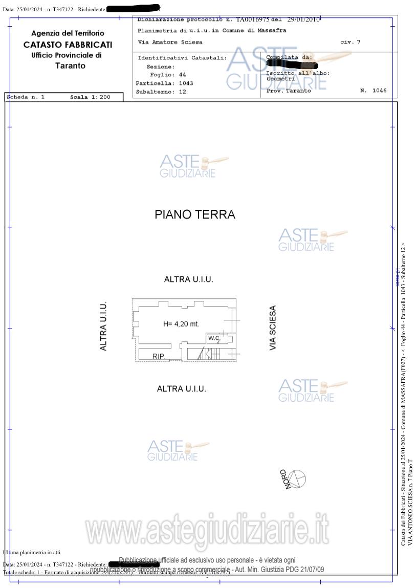 Planimetria del bene