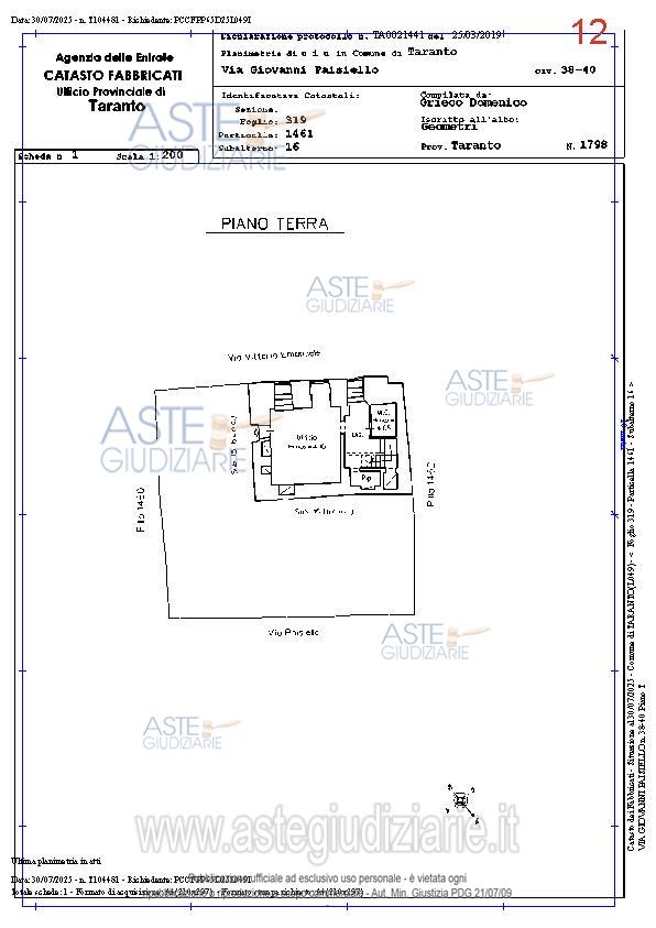 Planimetria del bene