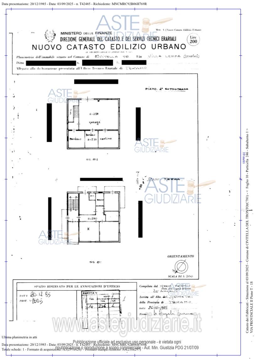 Planimetria del bene